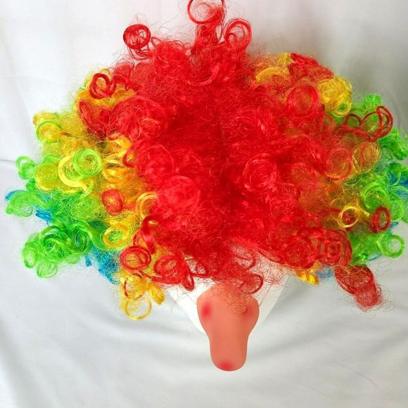 Party Clown Rainbow Curly Wig Child Size Halloween Costume Accessory Funny Nose - Picture 2 of 9